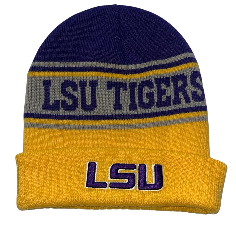 LSU Tigers Purple Gold Knit Cuffed Beanie Unisex Hat Captivating Headwear